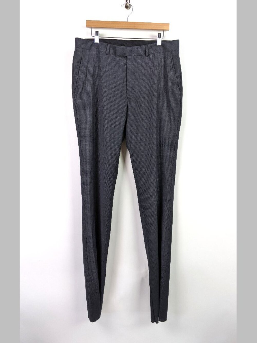 Kenneth Cole Mens Gray Wool Blend Flat Front Dress Pants Trousers Size W35
